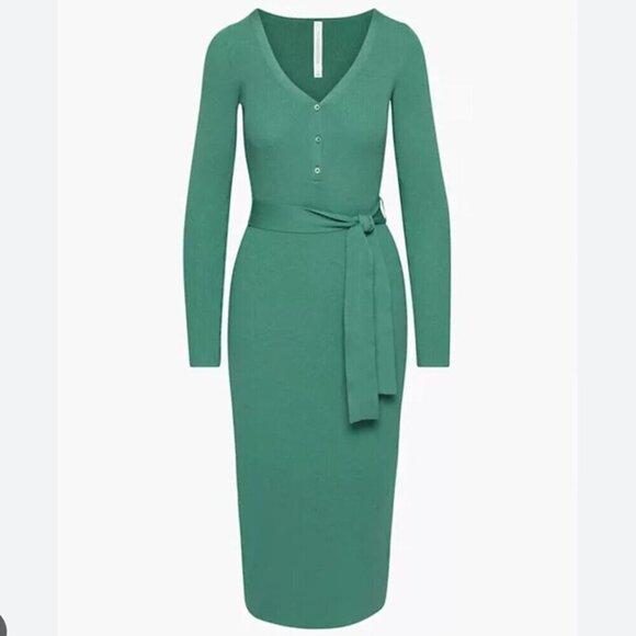 Aritzia The Group by Babaton Henley Sweater Midi Dress Green Size Medium - Picture 2 of 9